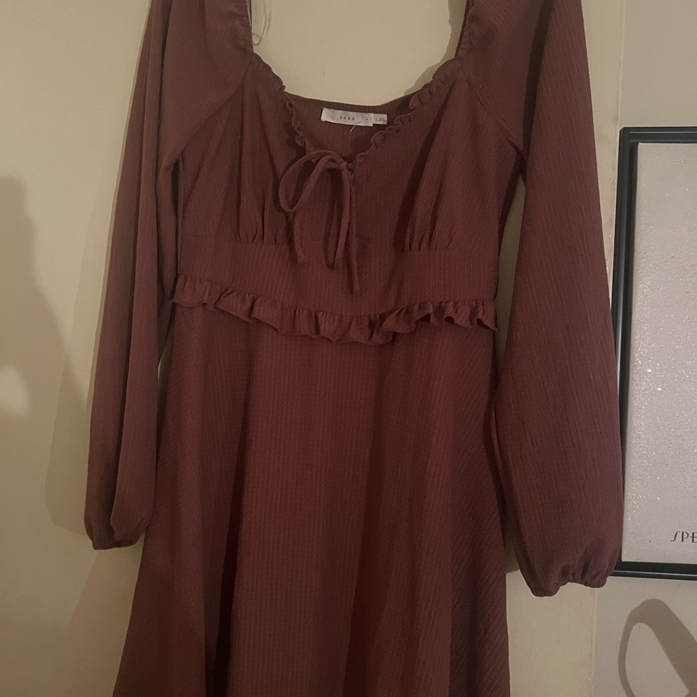 Lush Long Sleeve Dress, Mauve, Size L